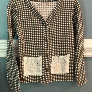 Mustard Pie Brown Checkered Cardigan